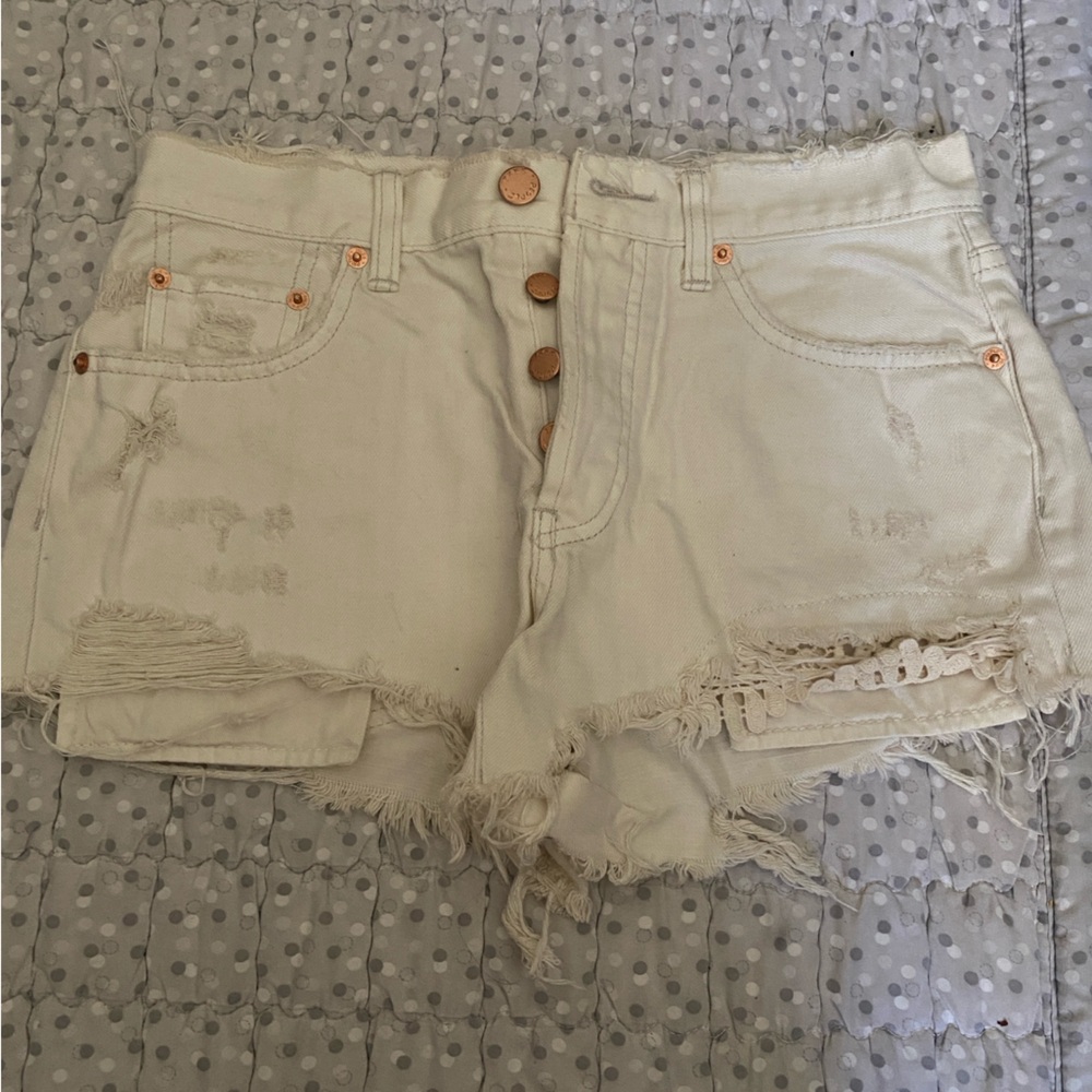 We The Free Off-White Denim Shorts